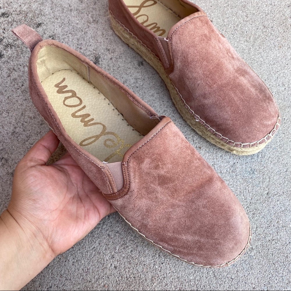Sam Edelman Pink Suede Espadrille Platform Loafer - Picture 2 of 5